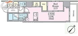 プライムブリス横濱関内 1LDKの間取図画像