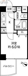 マーレ横浜白金 1Kの間取図画像