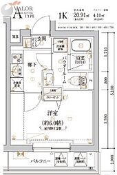 ECREDE横濱吉野町 1Kの間取図画像