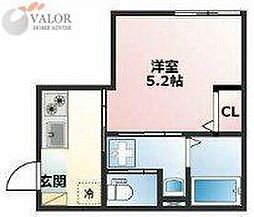 リアル綱島パークテラスB棟 1Kの間取図画像