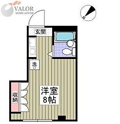 グリーンプゾム ワンルームの間取図画像