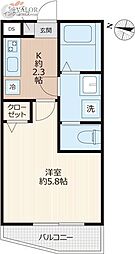 EVERA大倉山 1Kの間取図画像