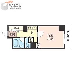 エスティメゾン川崎 1Kの間取図画像