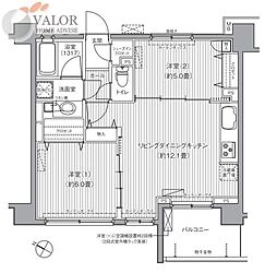 サンウエスト横浜 2LDKの間取図画像