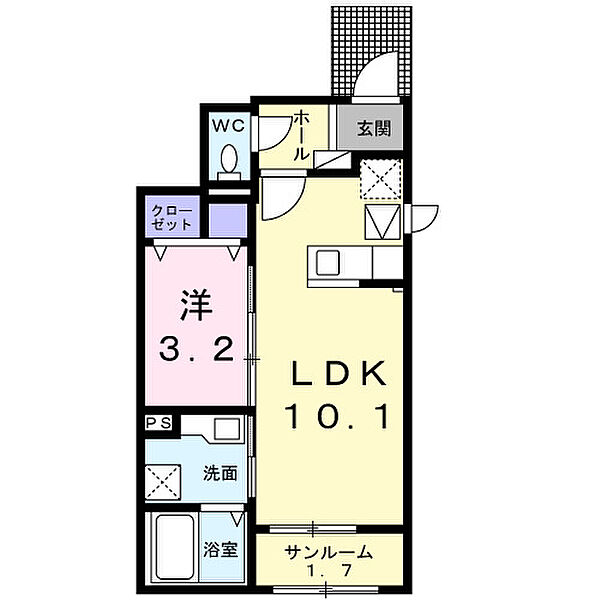 ニューグランポルテＴＳ 101｜静岡県三島市谷田(賃貸アパート1LDK・1階・36.29㎡)の写真 その2