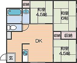 マンション南住吉 3DKの間取図画像