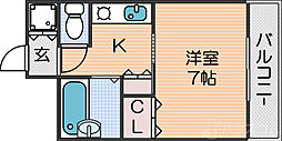シェポールK&M 1Kの間取図画像