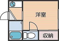 サン・ローズ小林 ワンルームの間取図画像