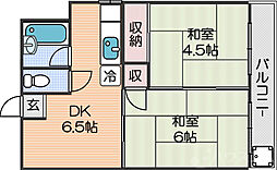 グランドコーポカトレア 2DKの間取図画像