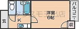 パークライフ住吉 1Kの間取図画像
