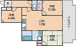 朝日プラザ御崎 3LDKの間取図画像