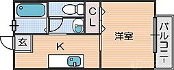 サングリーン住之江 1Kの間取図画像