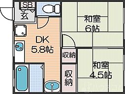ウィン住之江 2DKの間取図画像