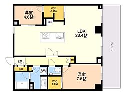 ザ・パークハウス福岡タワーズEAST 2LDKの間取図画像