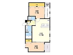 福岡市中央区鳥飼1丁目マンション 2SLDKの間取図画像