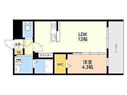 KLTOJINWEST 1LDKの間取図画像