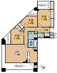 グランドサンリヤン大濠公園 3LDKの間取図画像