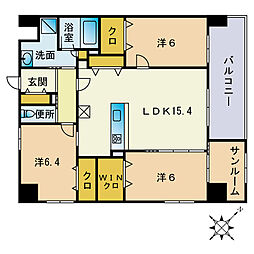 A-style六本松 3LDKの間取図画像