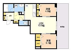 プレミアス大濠西 2LDKの間取図画像