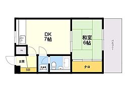 ダイアパレス西公園 1DKの間取図画像