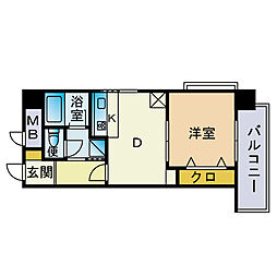 ダイナコート大濠公園 1DKの間取図画像