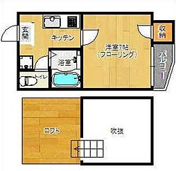 リバティ六本松 1Kの間取図画像