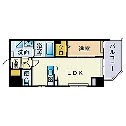 ブランシエル六本松 1LDKの間取図画像