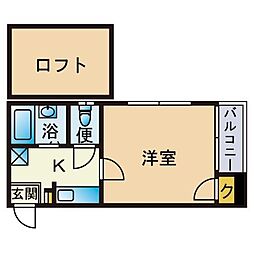 アクアフレスカ六本松 1Kの間取図画像