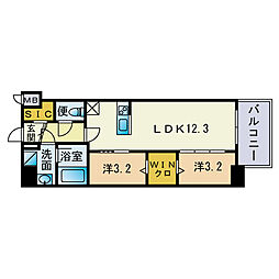 aLATO 六本松 2LDKの間取図画像