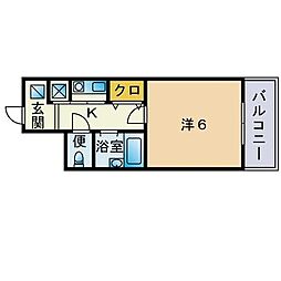 ピュアドーム大濠アクレーム 1Kの間取図画像