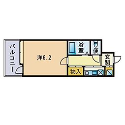 ピュアドーム大濠アクレーム 1Kの間取図画像