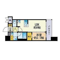 グランフォーレプライム六本松 1LDKの間取図画像