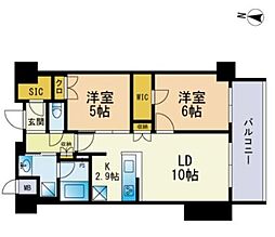 RJRプレシア六本松 2LDKの間取図画像