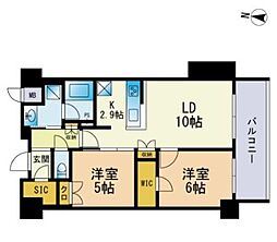 RJRプレシア六本松 2LDKの間取図画像
