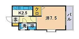 ピュアドーム大濠フローレシア 1Kの間取図画像