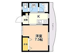 シーサイドコート 1Kの間取図画像