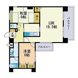 ハイライズ鳥飼 2LDKの間取図画像