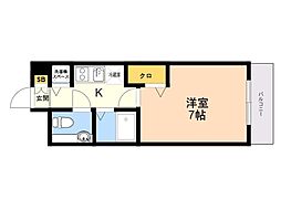 メゾン・ド・ヴィレ大濠 1Kの間取図画像