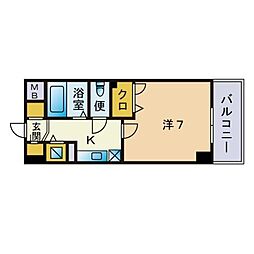 ヨーキハイム大濠 1Kの間取図画像