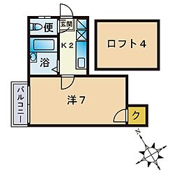 グランディール西公園 1Kの間取図画像