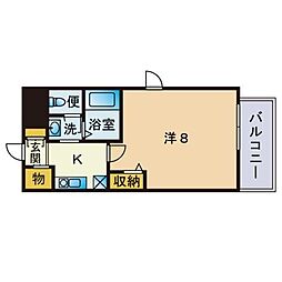 アンピール唐人町 1Kの間取図画像
