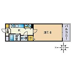 パークハイム大濠 1Kの間取図画像