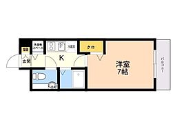 メゾン・ド・ヴィレ大濠 1Kの間取図画像