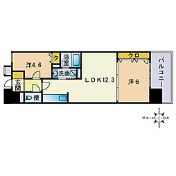 ラディウー大濠北 2LDKの間取図画像
