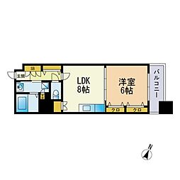 ディー・ウイングタワー 1LDKの間取図画像