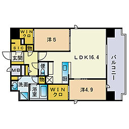 アトリオフラッツ大博町 2LDKの間取図画像