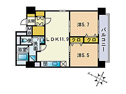 ライオンズマンション天神 2LDKの間取図画像