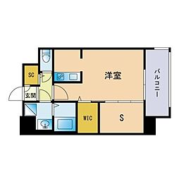 エンクレスト天神LARK 1LDKの間取図画像