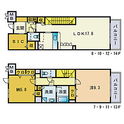 ディー・ウイングタワー 2LDKの間取図画像