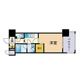 エンクレスト天神メルス 1Kの間取図画像